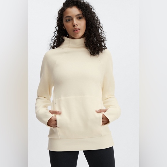 Fabletics Tops - FABLETICS Zaylee Funnel Neck Pullover Tunic Sweatshirt in Warm White Size M NWT